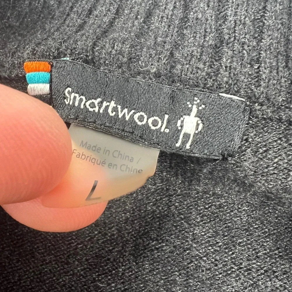 SmartWool Gray Nylon Wool Acrylic 1/4 Zip L/S Pullover Sweater Mens Size Large L